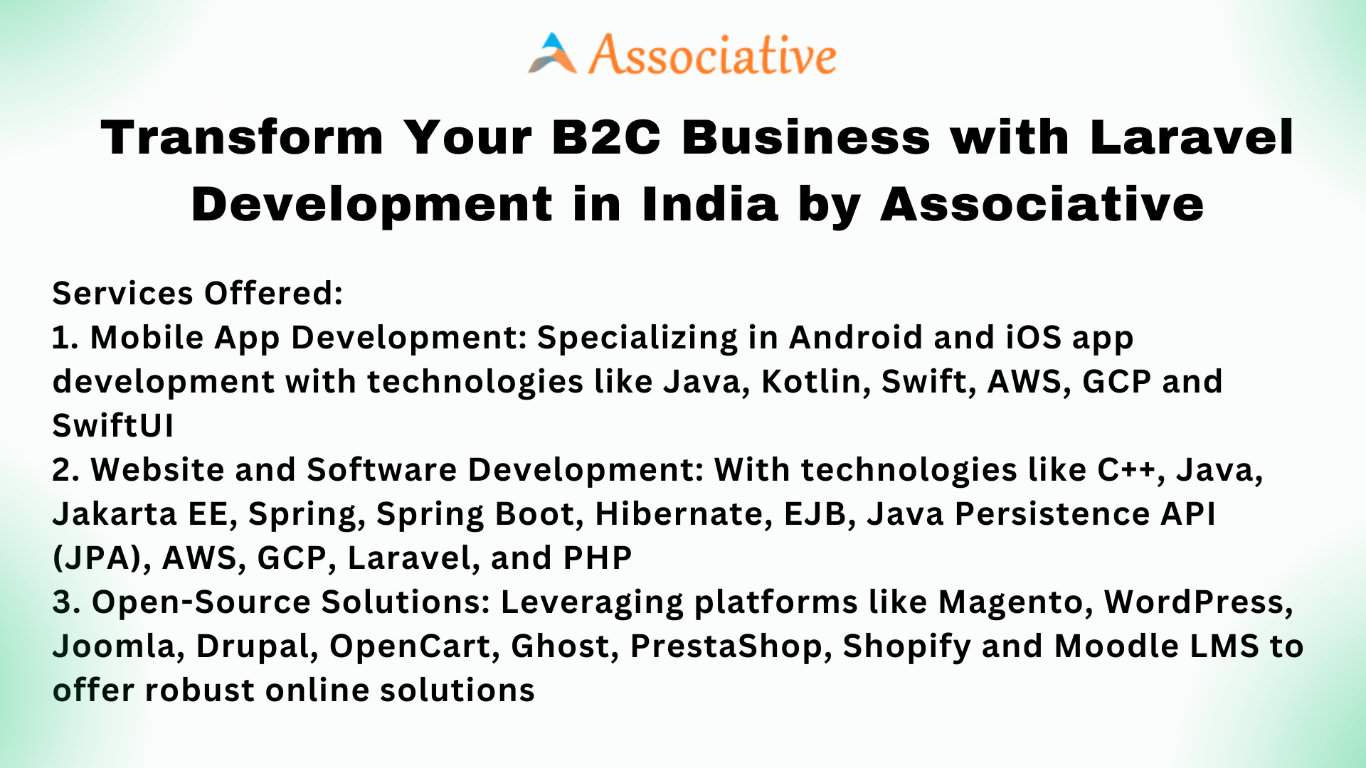 Transform Your B2C Business with Laravel Development in India by Associative