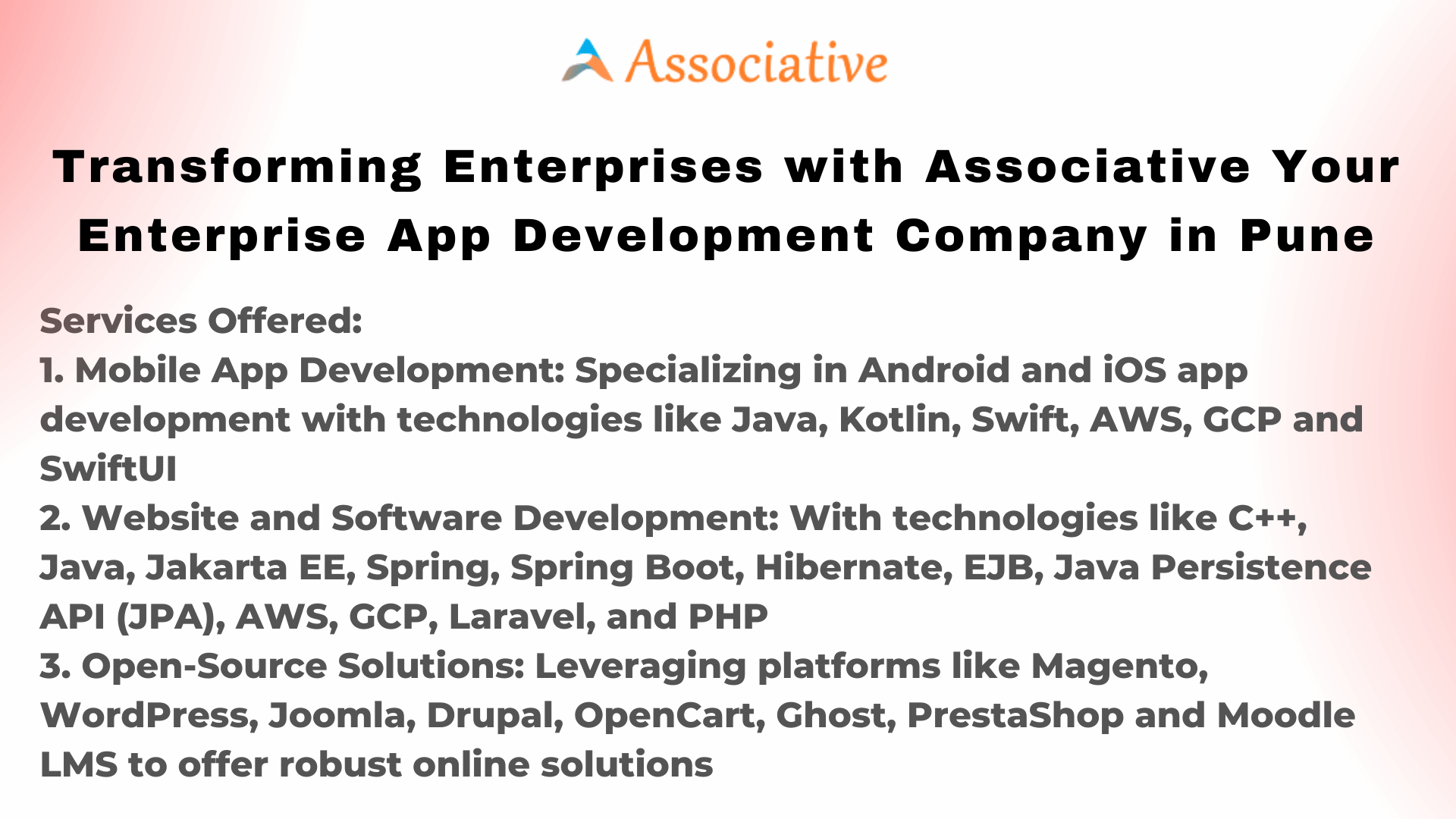 Transforming Enterprises with Associative Your Enterprise App Development Company in Pune