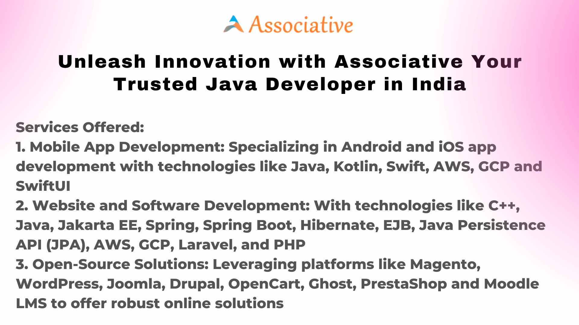 Unleash Innovation with Associative Your Trusted Java Developer in India