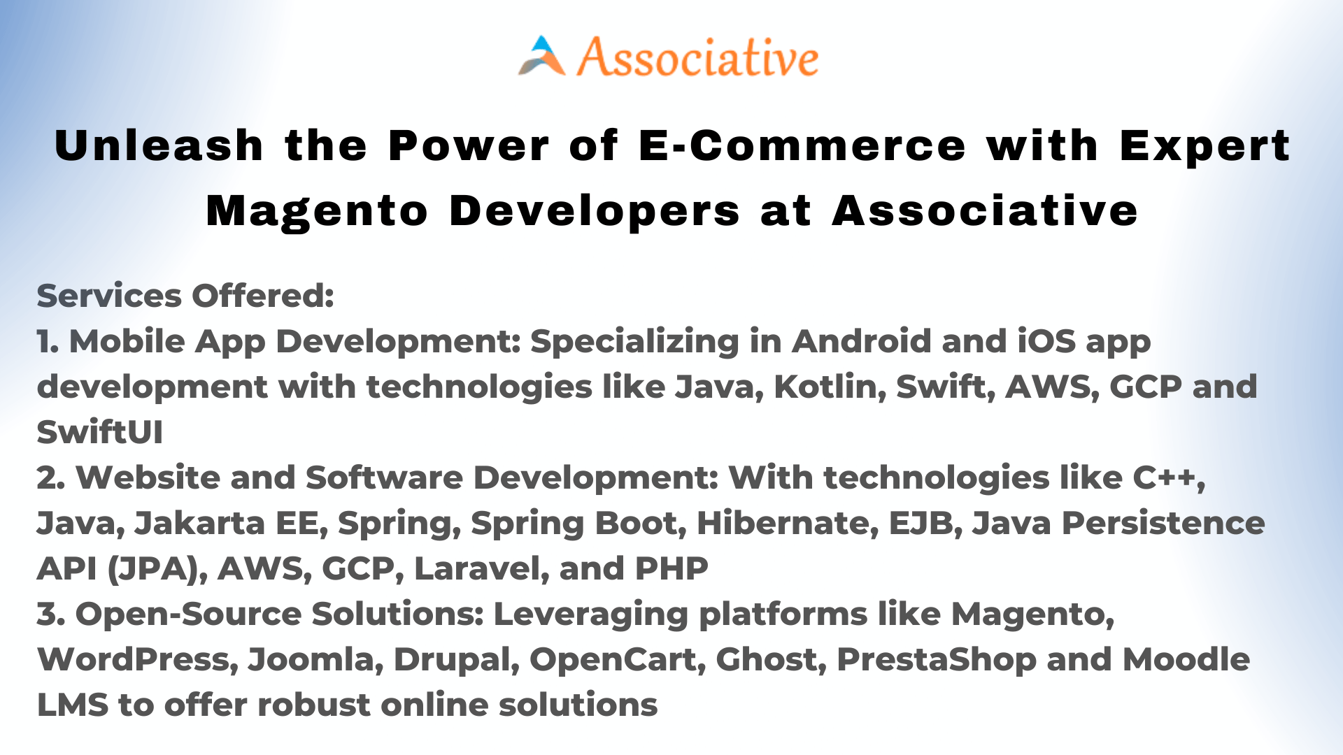 Unleash the Power of E-Commerce with Expert Magento Developers at Associative