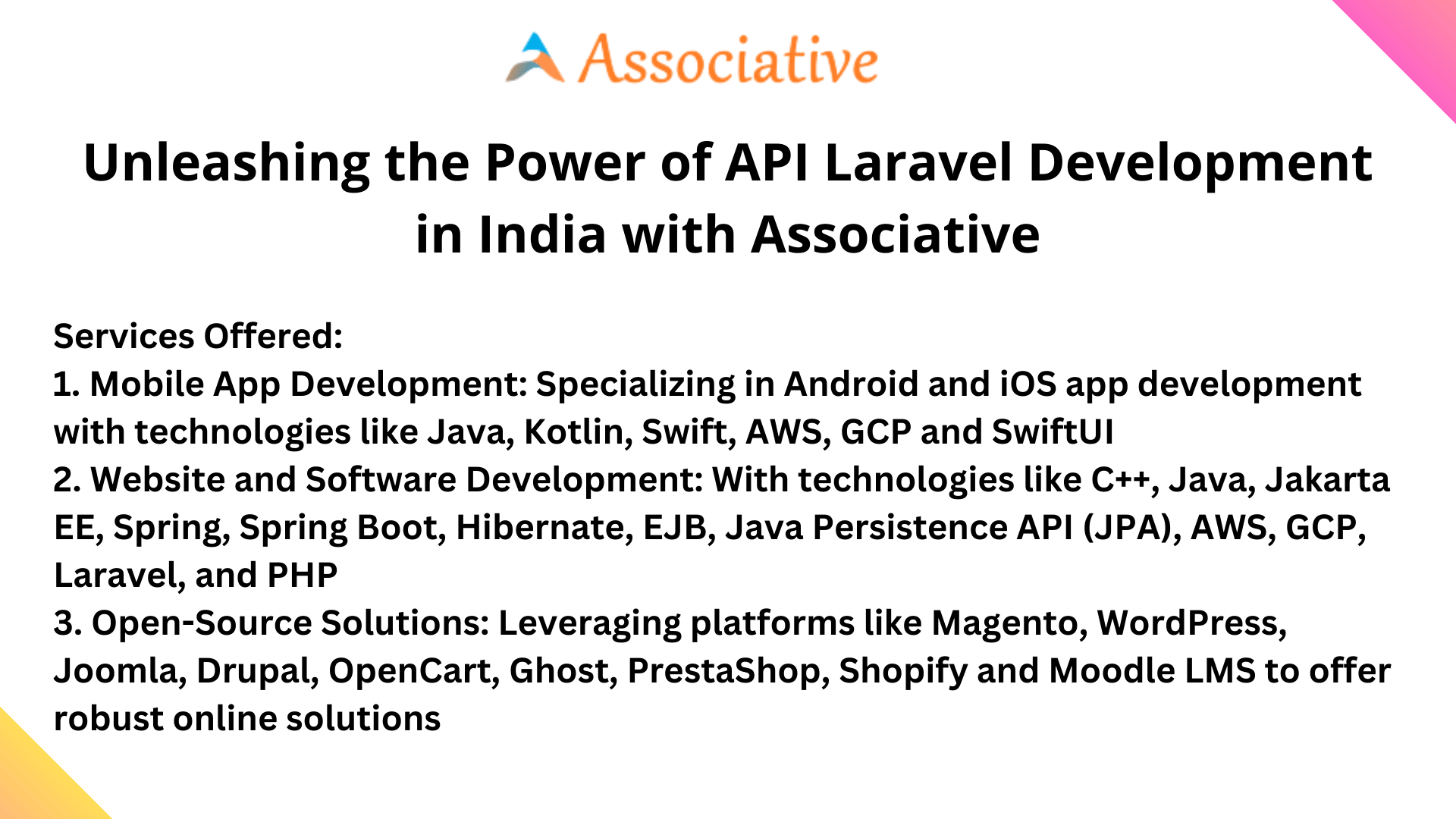 Unleashing the Power of API Laravel Development in India with Associative
