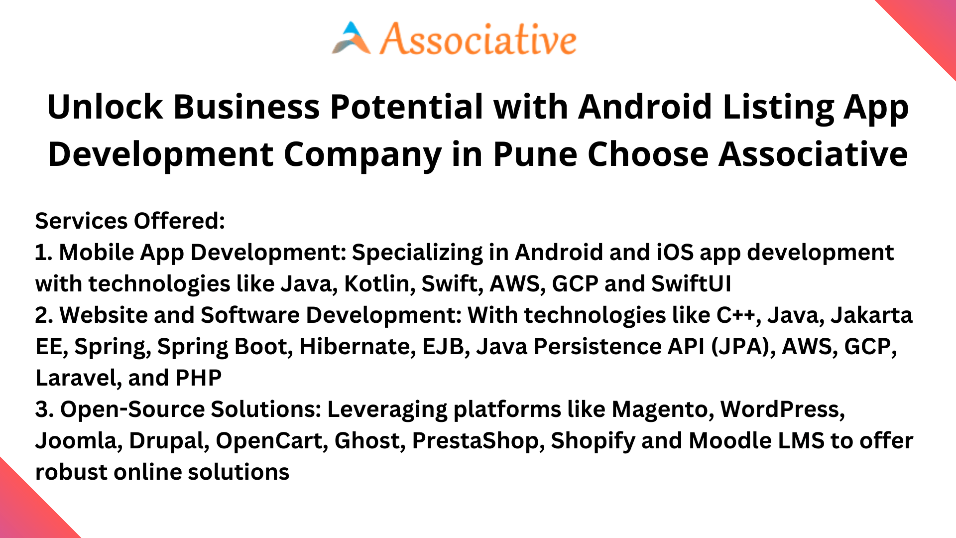 Unlock Business Potential with Android Listing App Development Company in Pune Choose Associative
