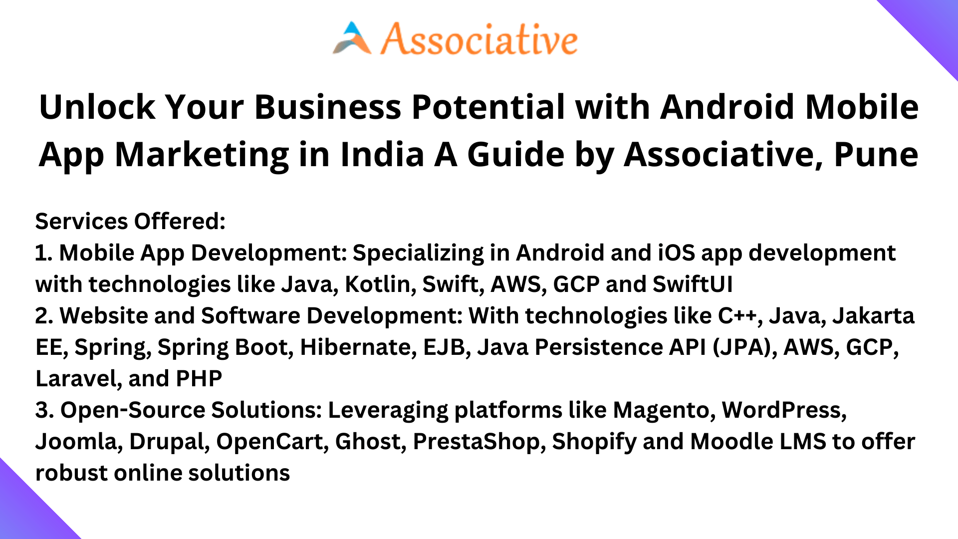 Unlock Your Business Potential with Android Mobile App Marketing in India A Guide by Associative, Pune