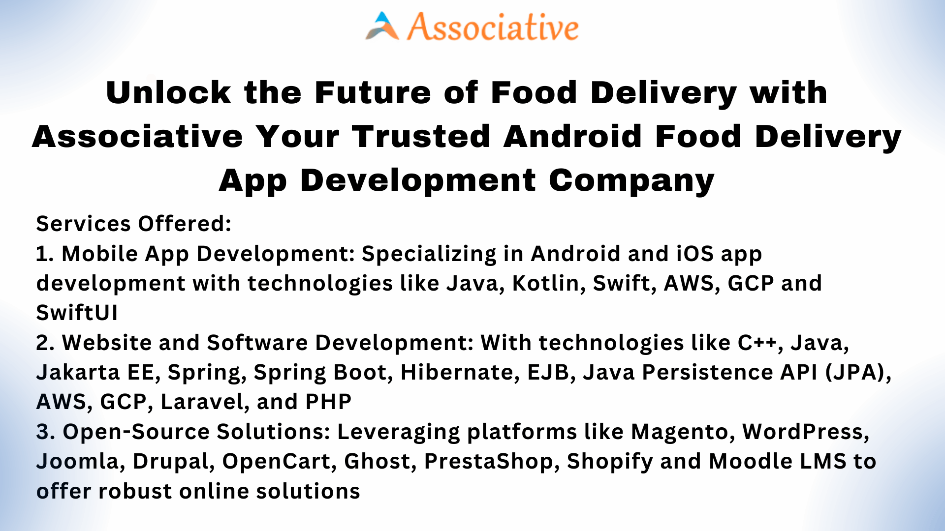Unlock the Future of Food Delivery with Associative Your Trusted Android Food Delivery App Development Company