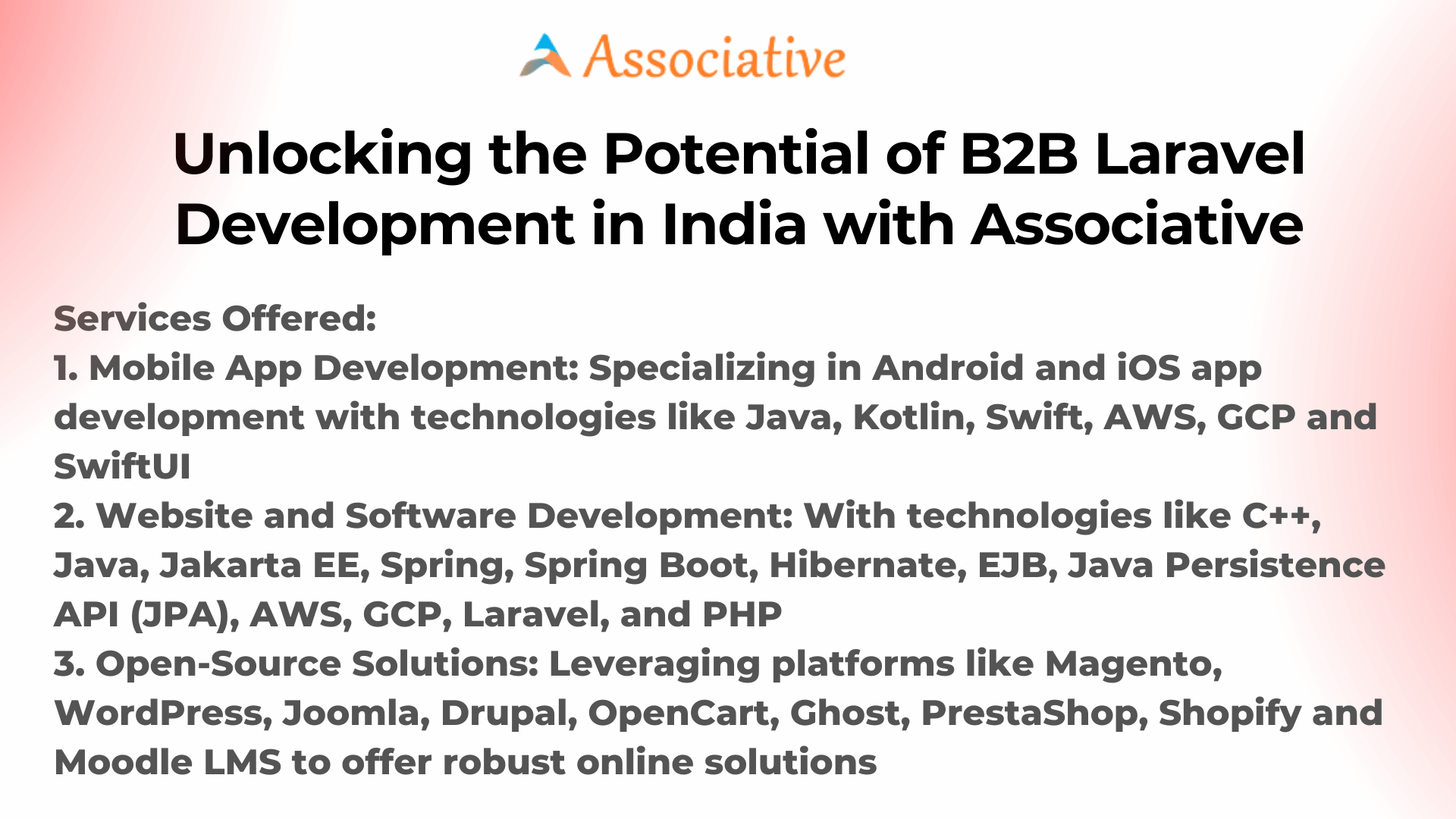 Unlocking the Potential of B2B Laravel Development in India with Associative