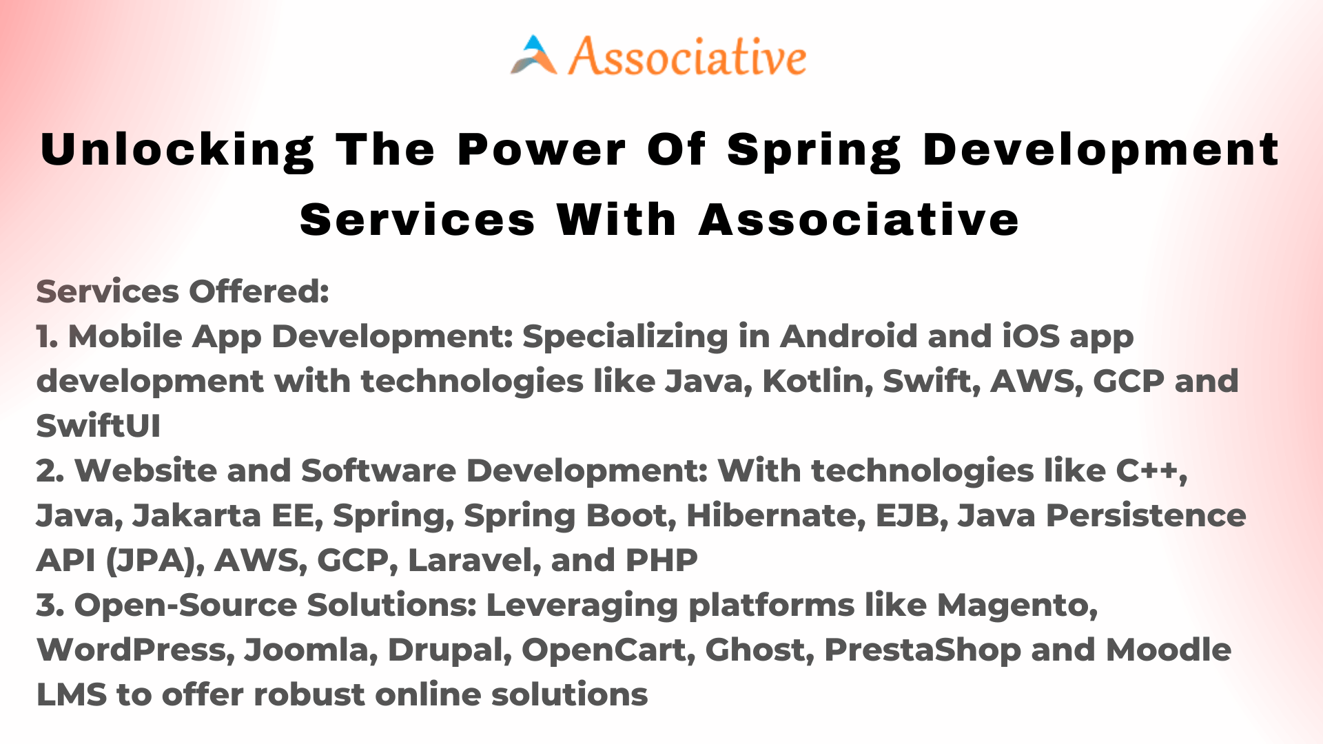Unlocking the Power of Spring Development Services with Associative