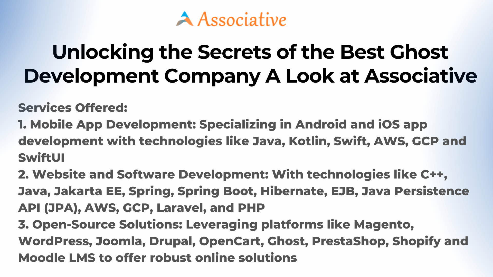 Unlocking the Secrets of the Best Ghost Development Company A Look at Associative