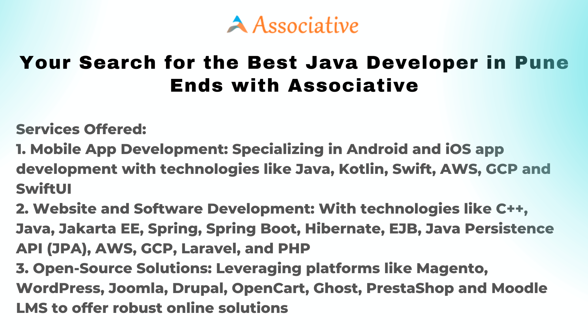 Your Search for the Best Java Developer in Pune Ends with Associative