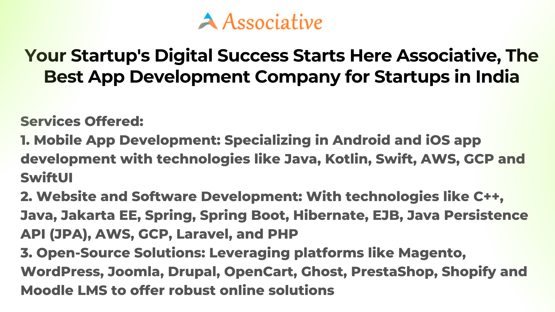 Your Startup's Digital Success Starts Here Associative, The Best App Development Company for Startups in India