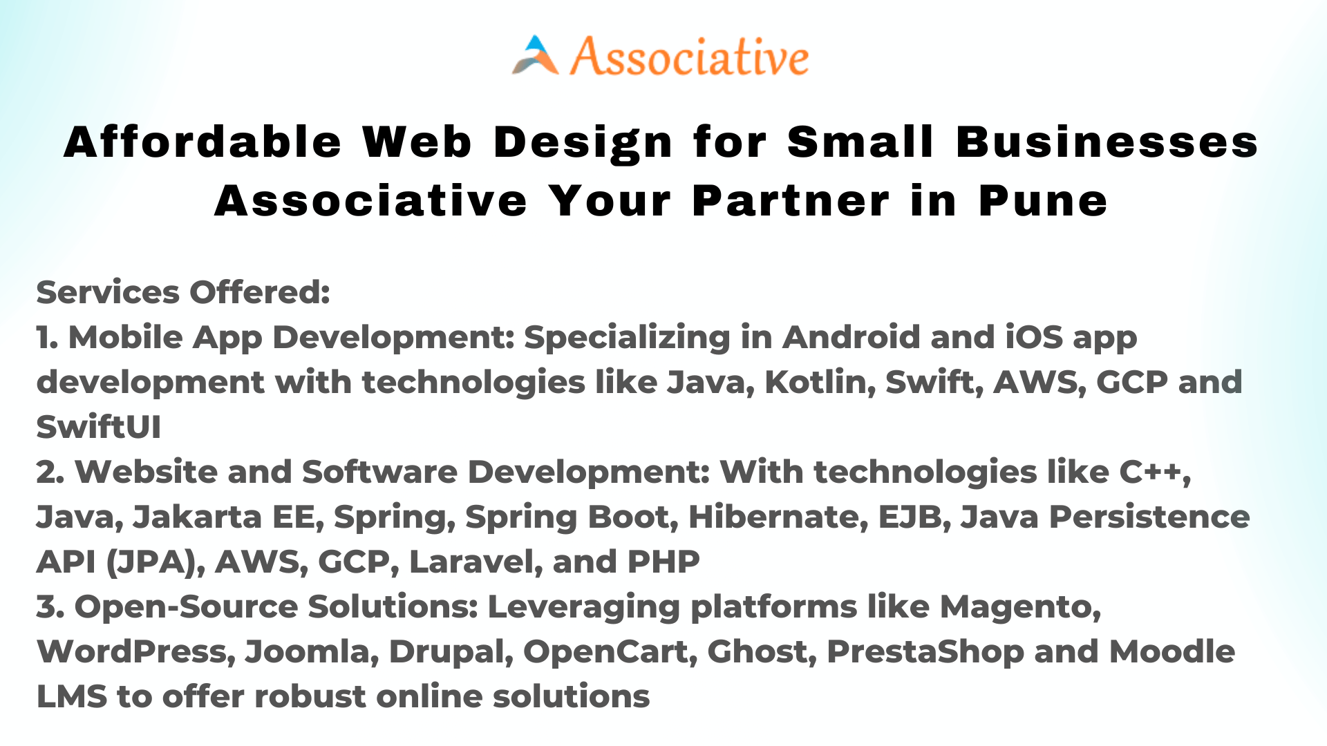 Affordable Web Design for Small Businesses Associative Your Partner in Pune