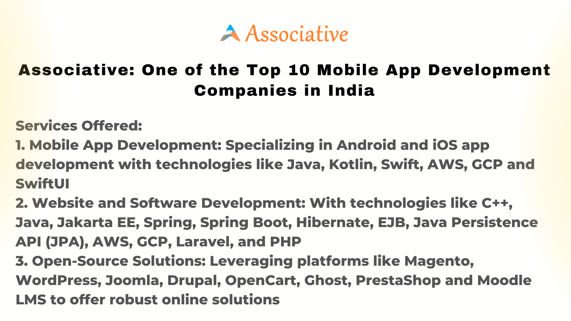 Associative One of the Top 10 Mobile App Development Companies in India