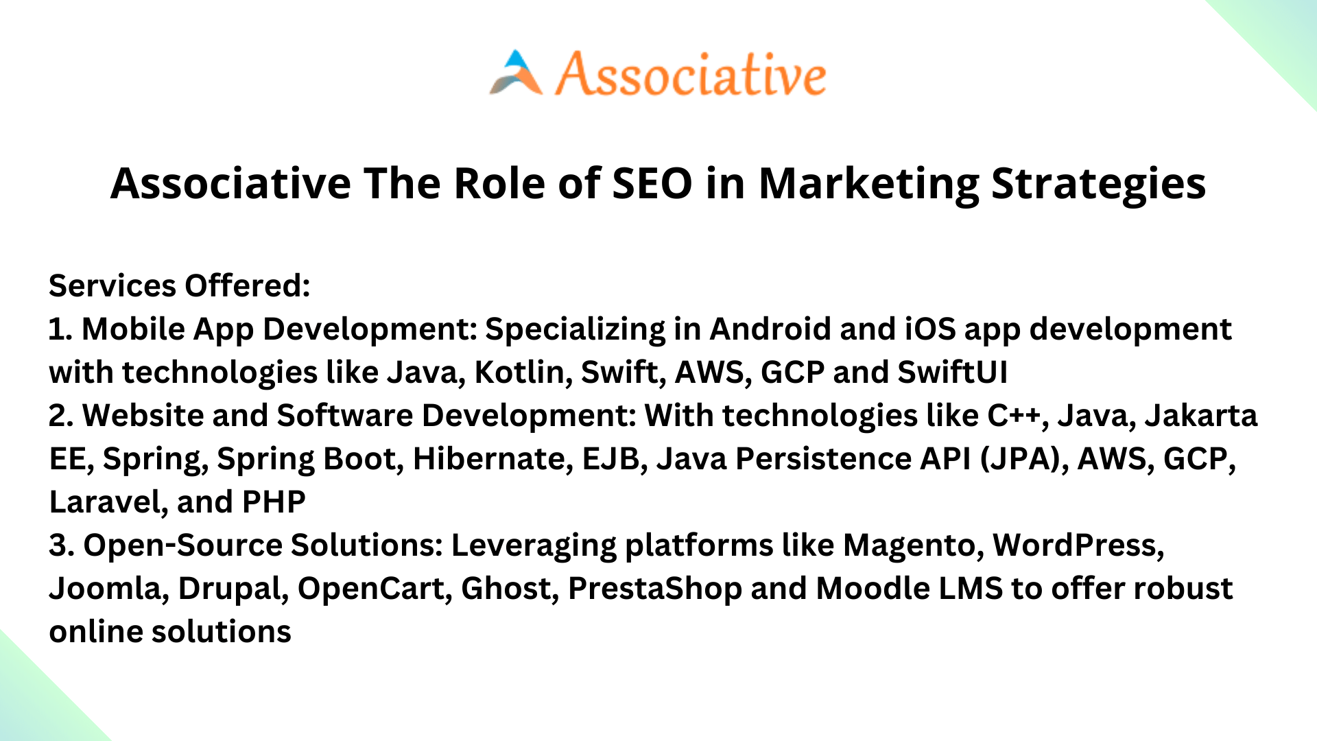 Associative The Role of SEO in Marketing Strategies