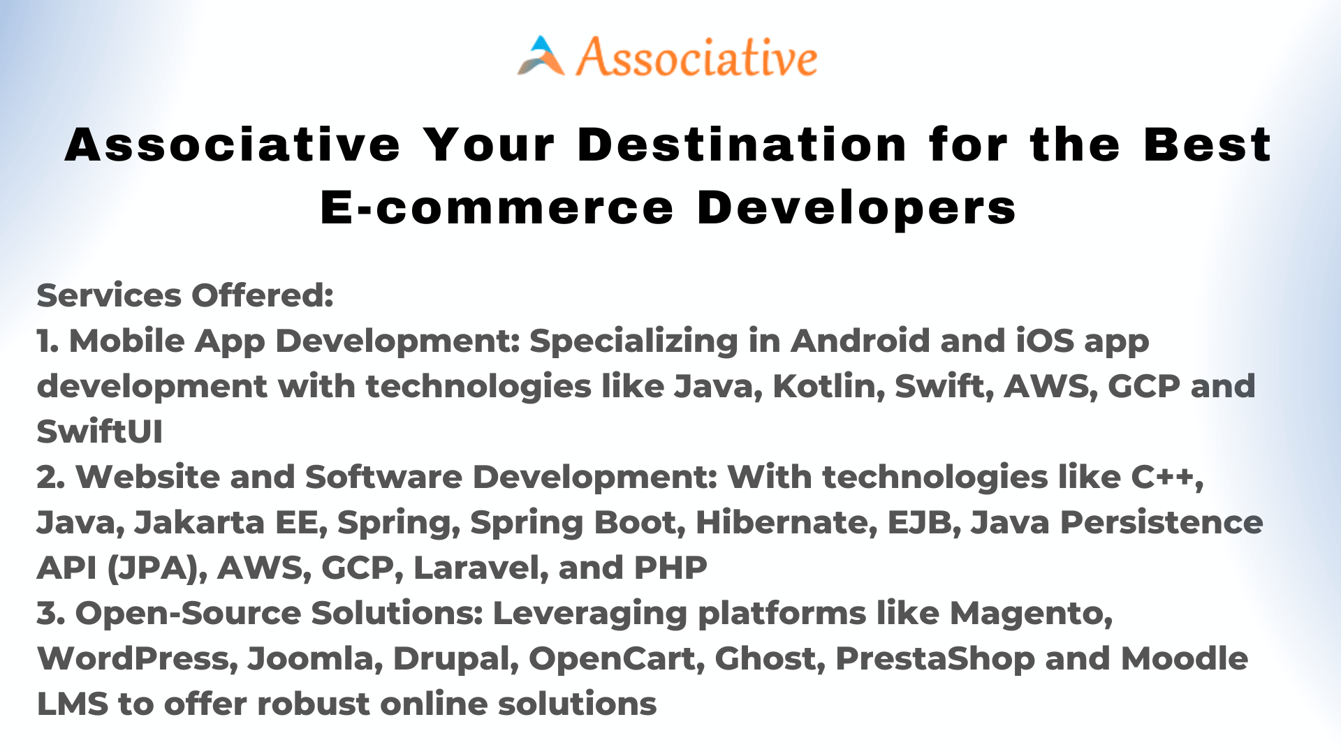 Associative Your Destination for the Best E-commerce Developers