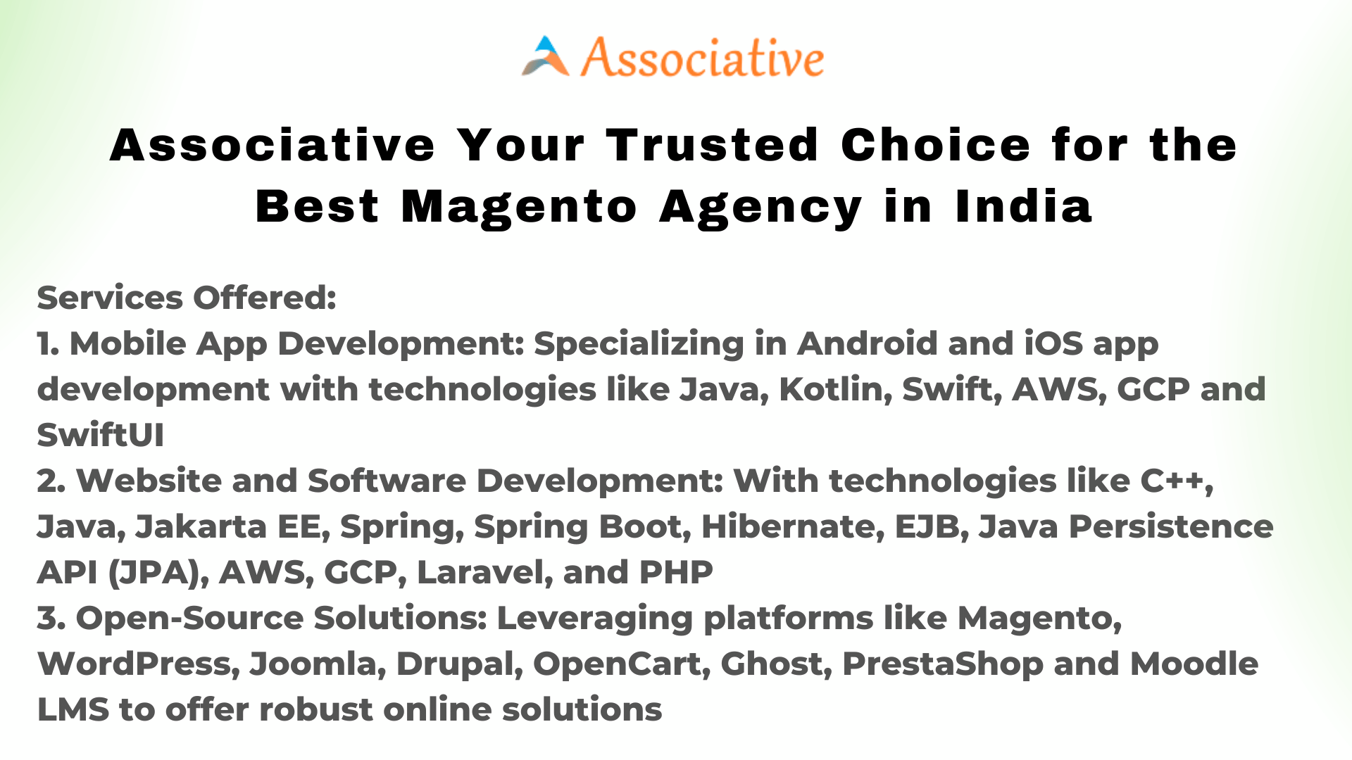Associative Your Trusted Choice for the Best Magento Agency in India