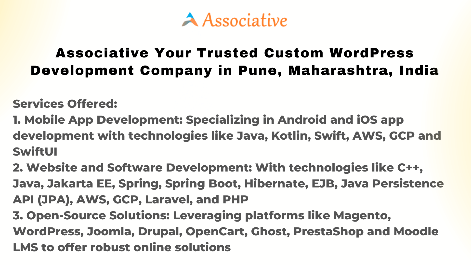 Associative Your Trusted Custom WordPress Development Company in Pune Maharashtra India