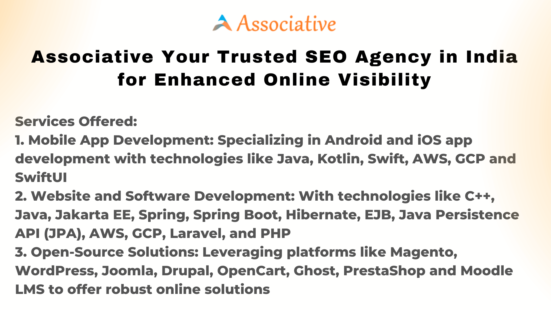 Associative Your Trusted SEO Agency in India for Enhanced Online Visibility
