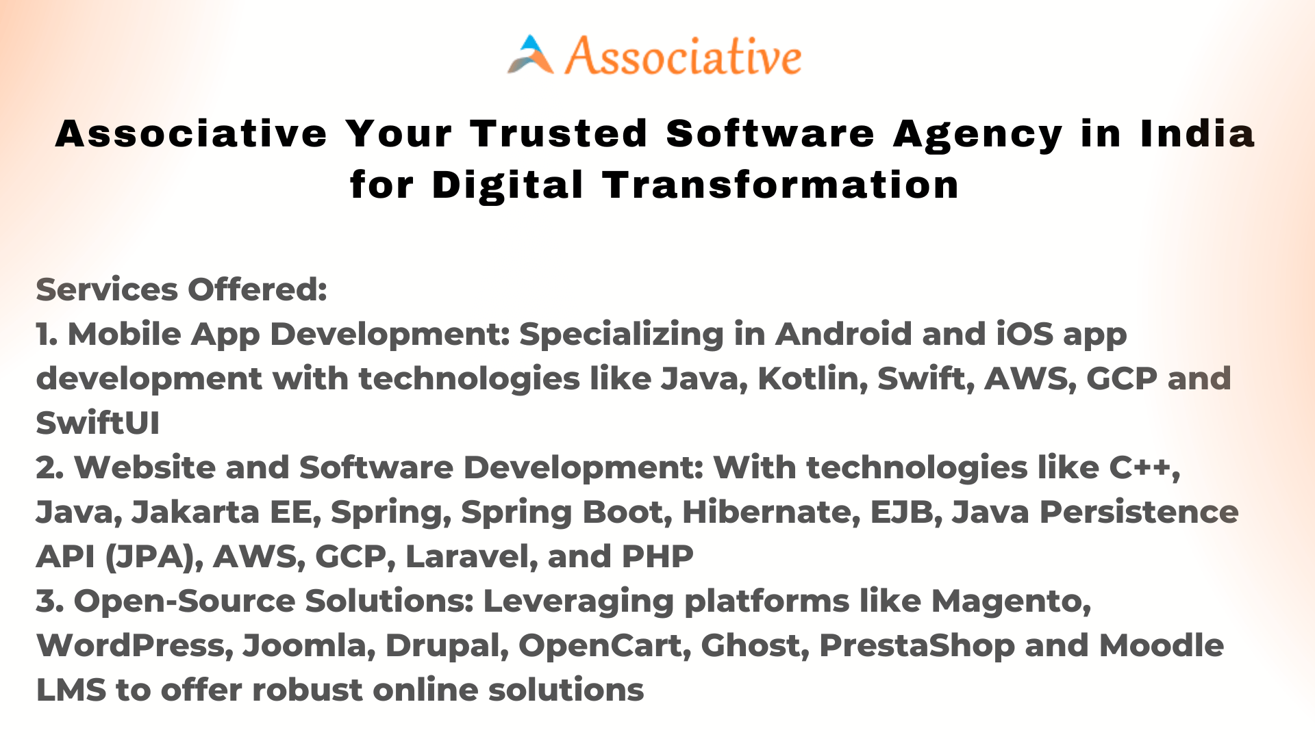 Associative Your Trusted Software Agency in India for Digital Transformation