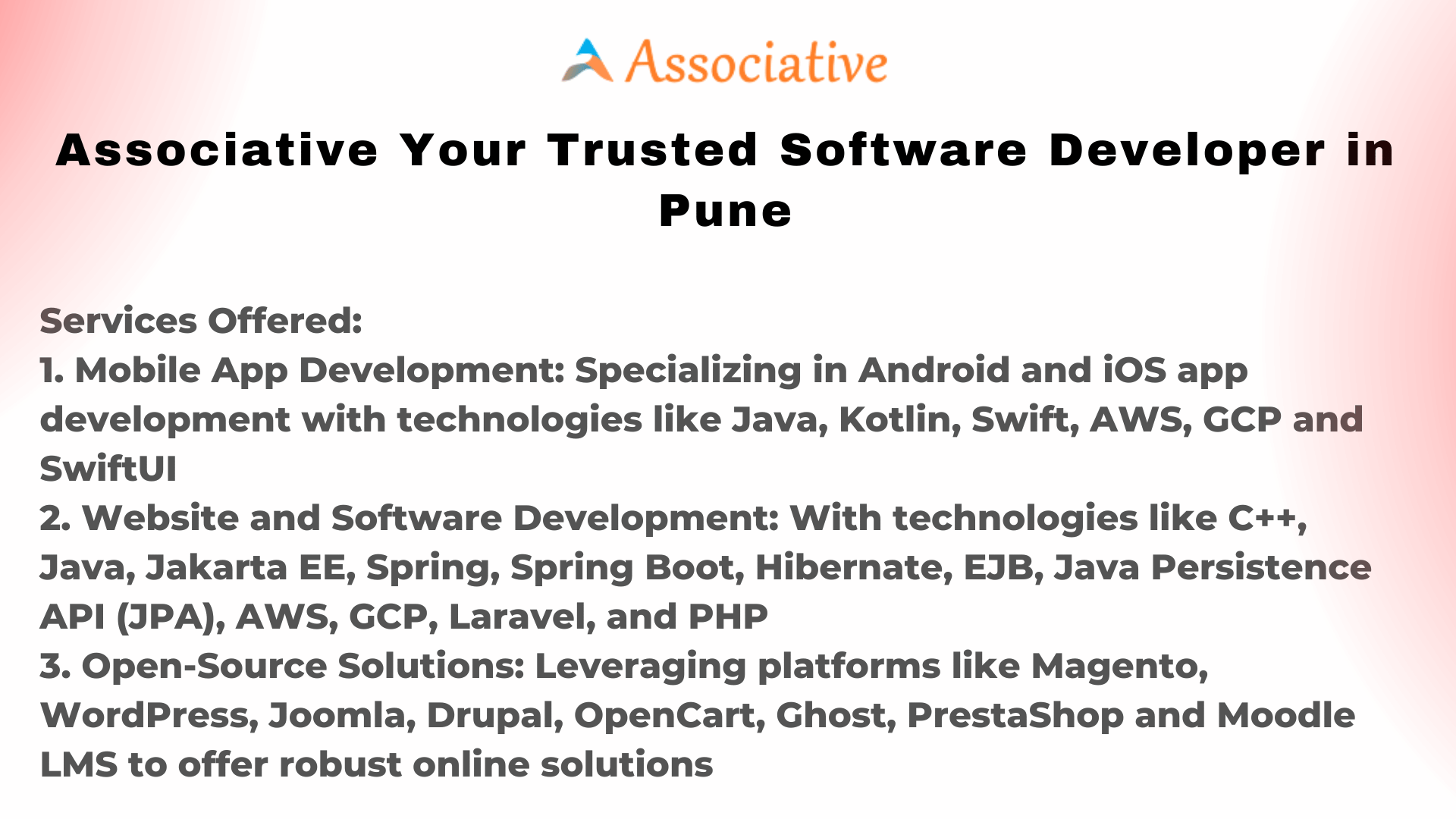 Associative Your Trusted Software Developer in Pune