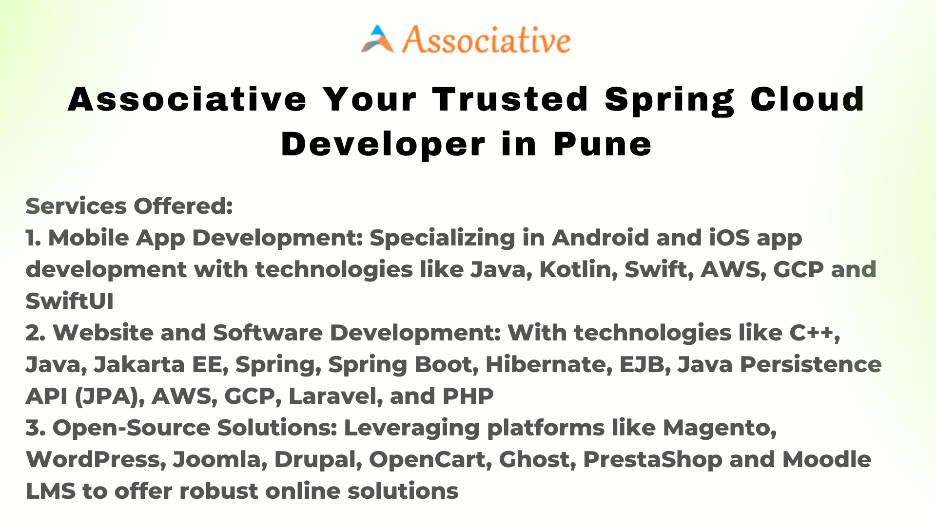 Associative Your Trusted Spring Cloud Developer in Pune