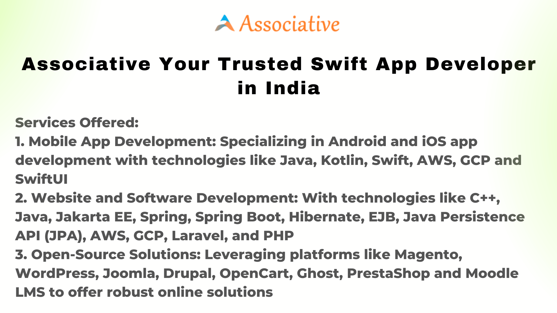 Associative Your Trusted Swift App Developer in India