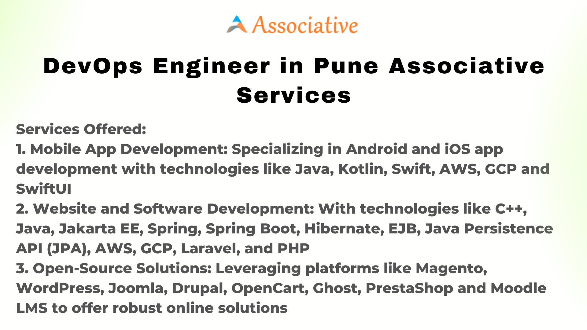 DevOps Engineer in Pune Associative Services