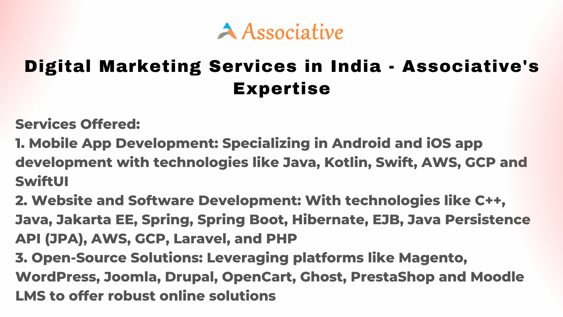 Digital Marketing Services in India Associative's Expertise