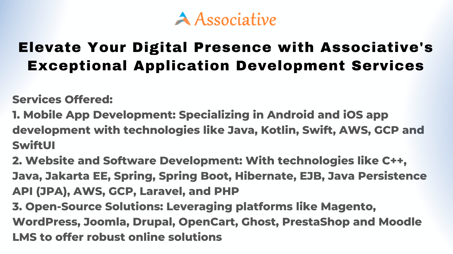 Elevate Your Digital Presence with Associative's Exceptional Application Development Services