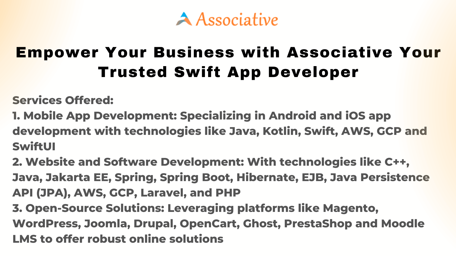 Empower Your Business with Associative Your Trusted Swift App Developer