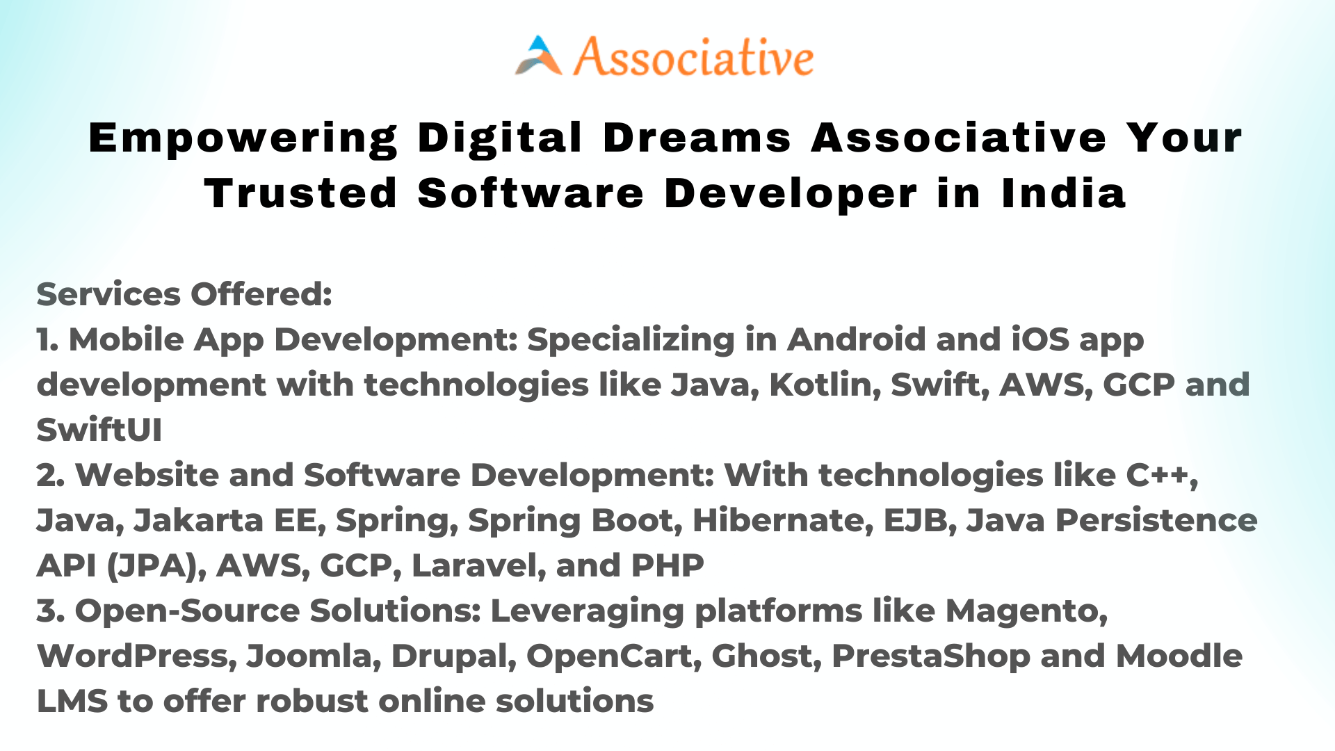 Empowering Digital Dreams Associative Your Trusted Software Developer in India