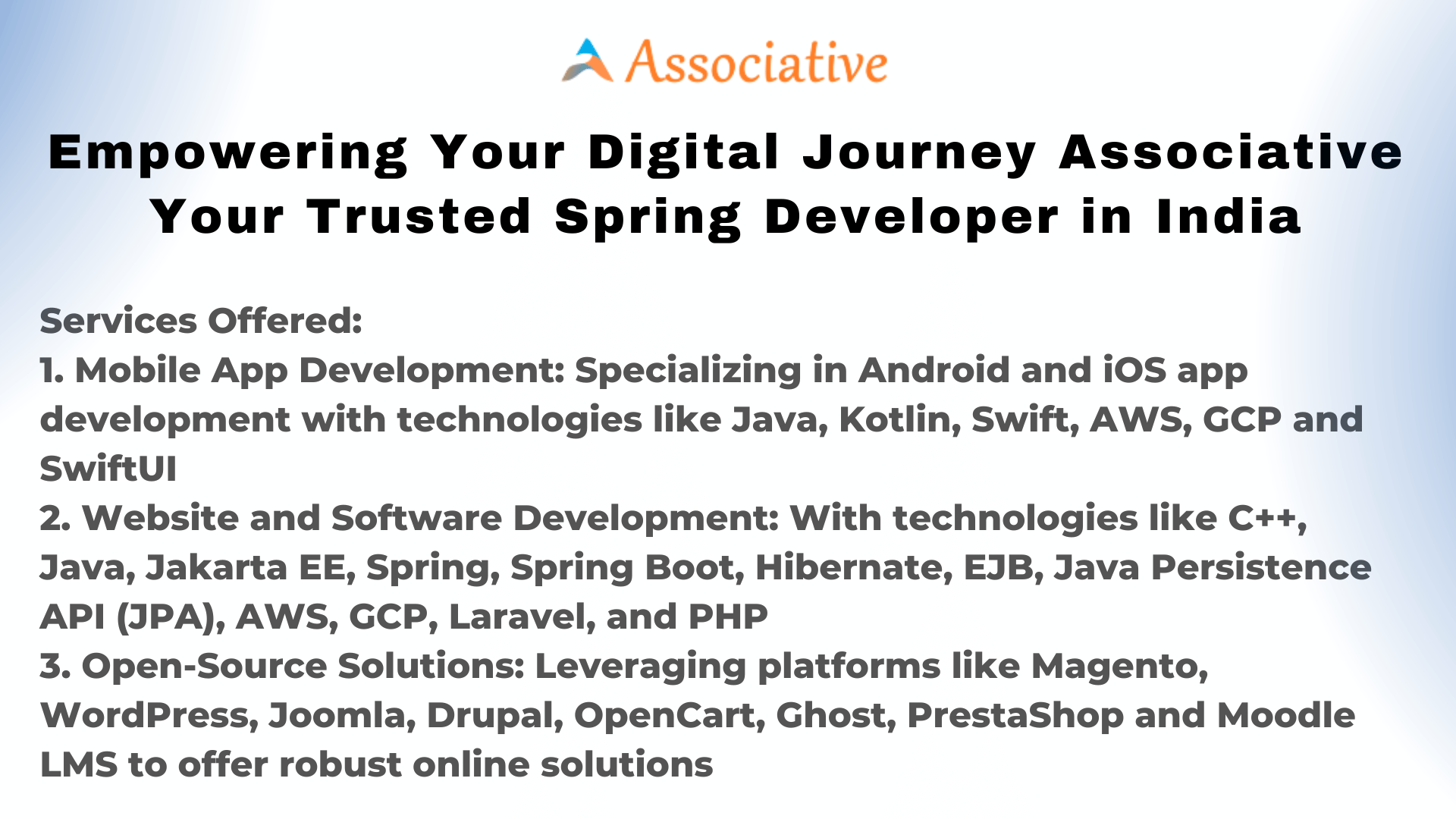 Empowering Your Digital Journey Associative Your Trusted Spring Developer in India