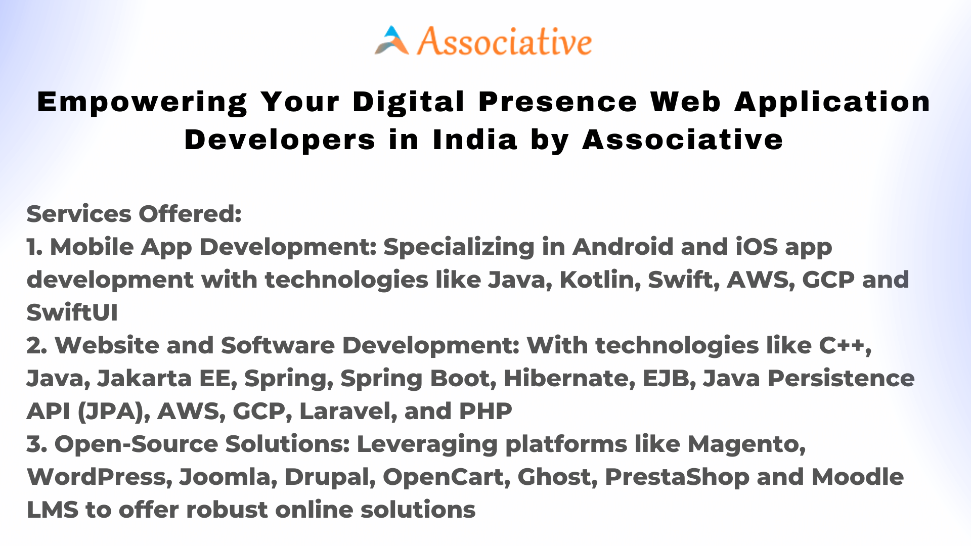 Empowering Your Digital Presence Web Application Developers in India by Associative