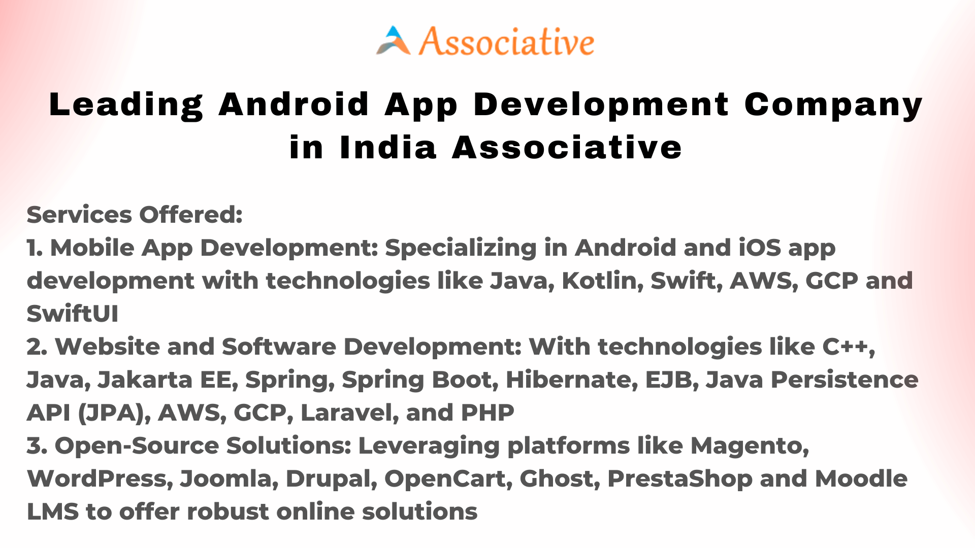 Leading Android App Development Company in India Associative