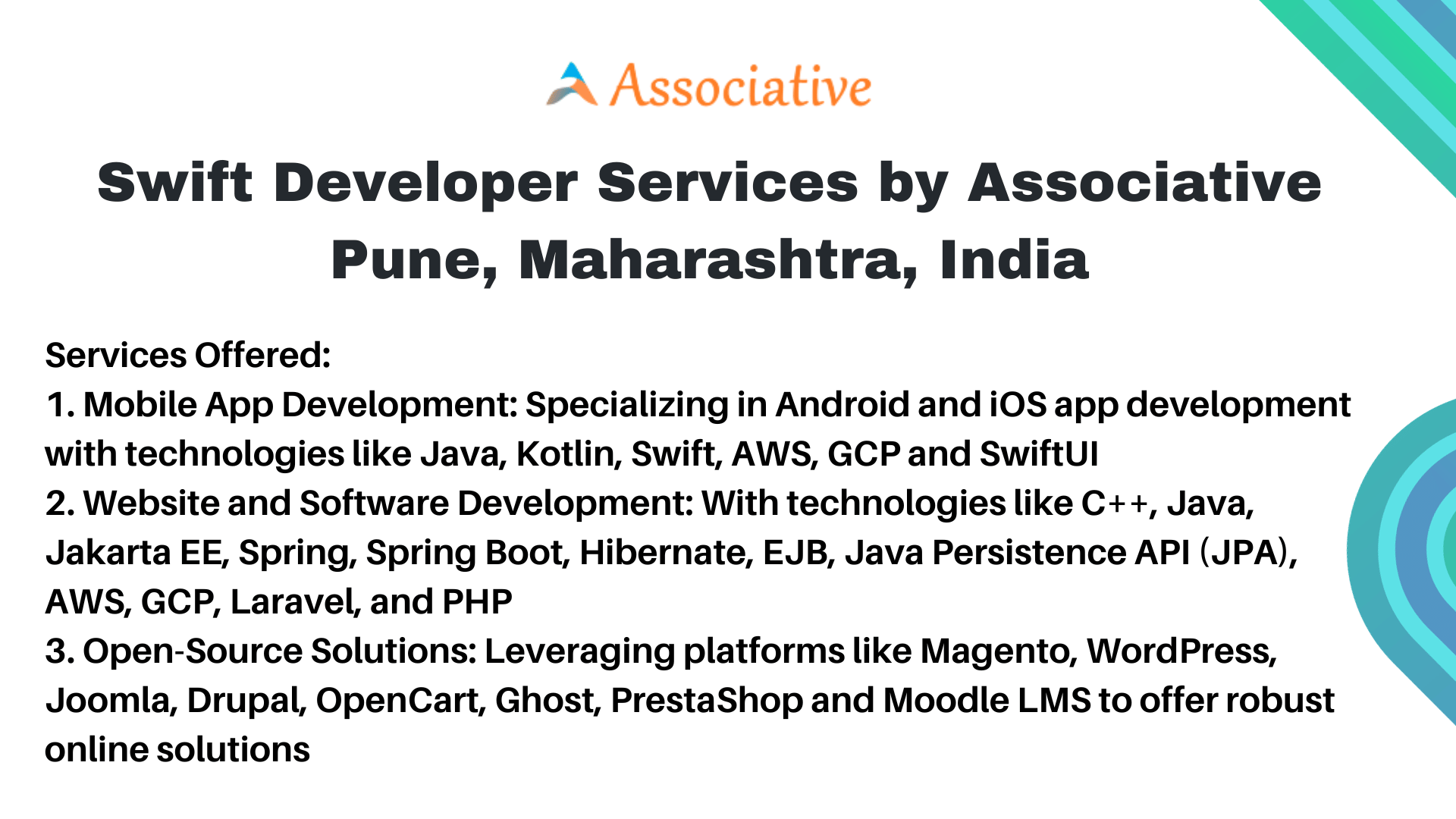 Swift Developer Services by Associative Pune Maharashtra India