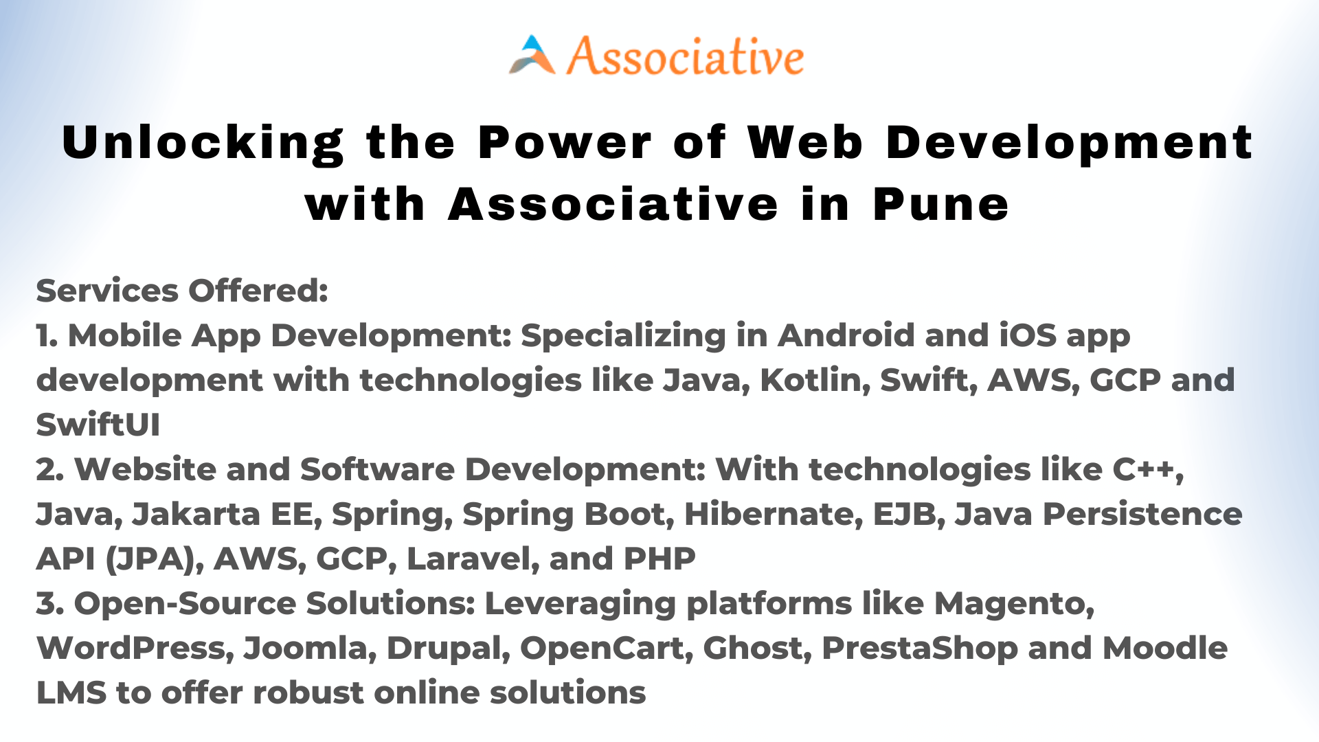 Unlocking the Power of Web Development with Associative in Pune