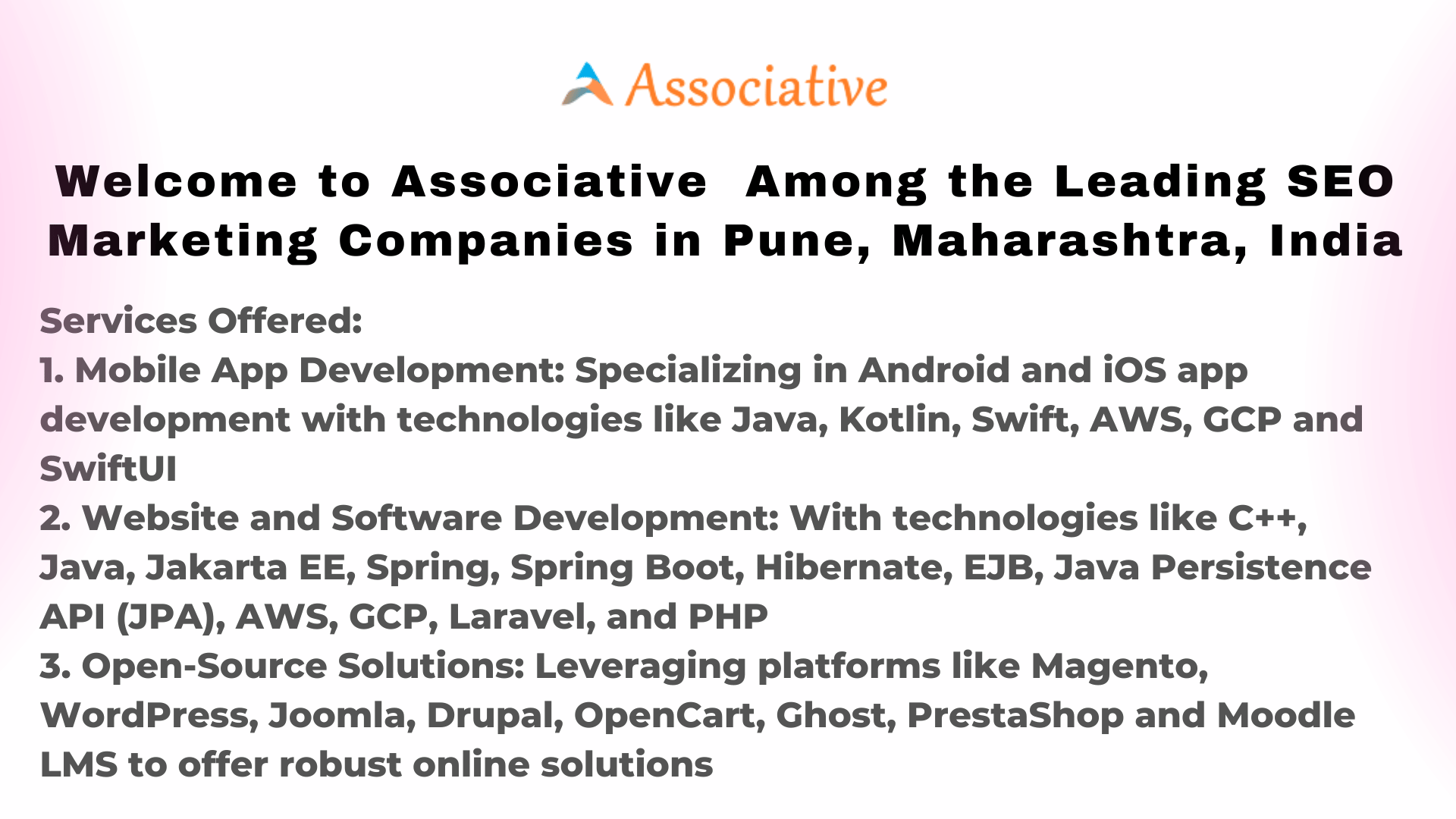 Welcome to Associative Among the Leading SEO Marketing Companies in Pune, Maharashtra, India