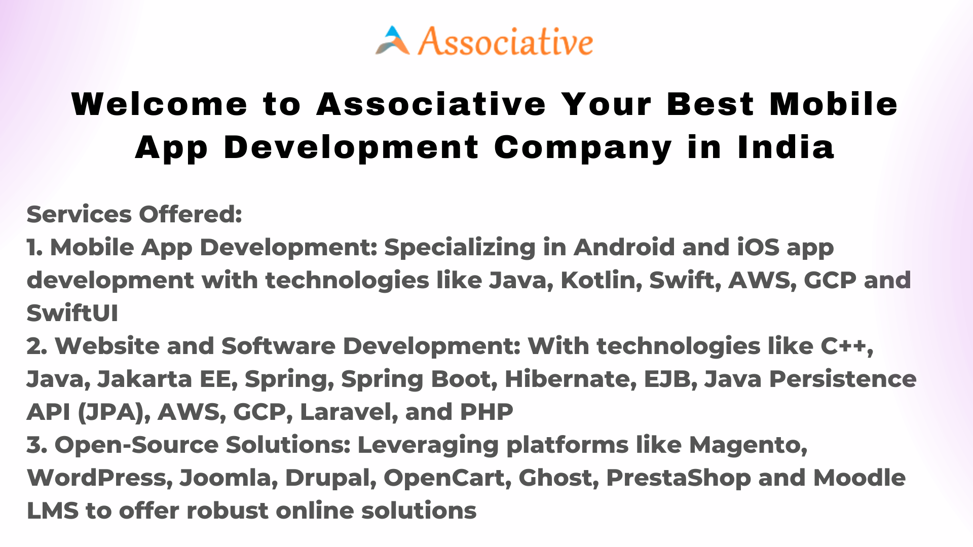 Welcome to Associative Your Best Mobile App Development Company in India