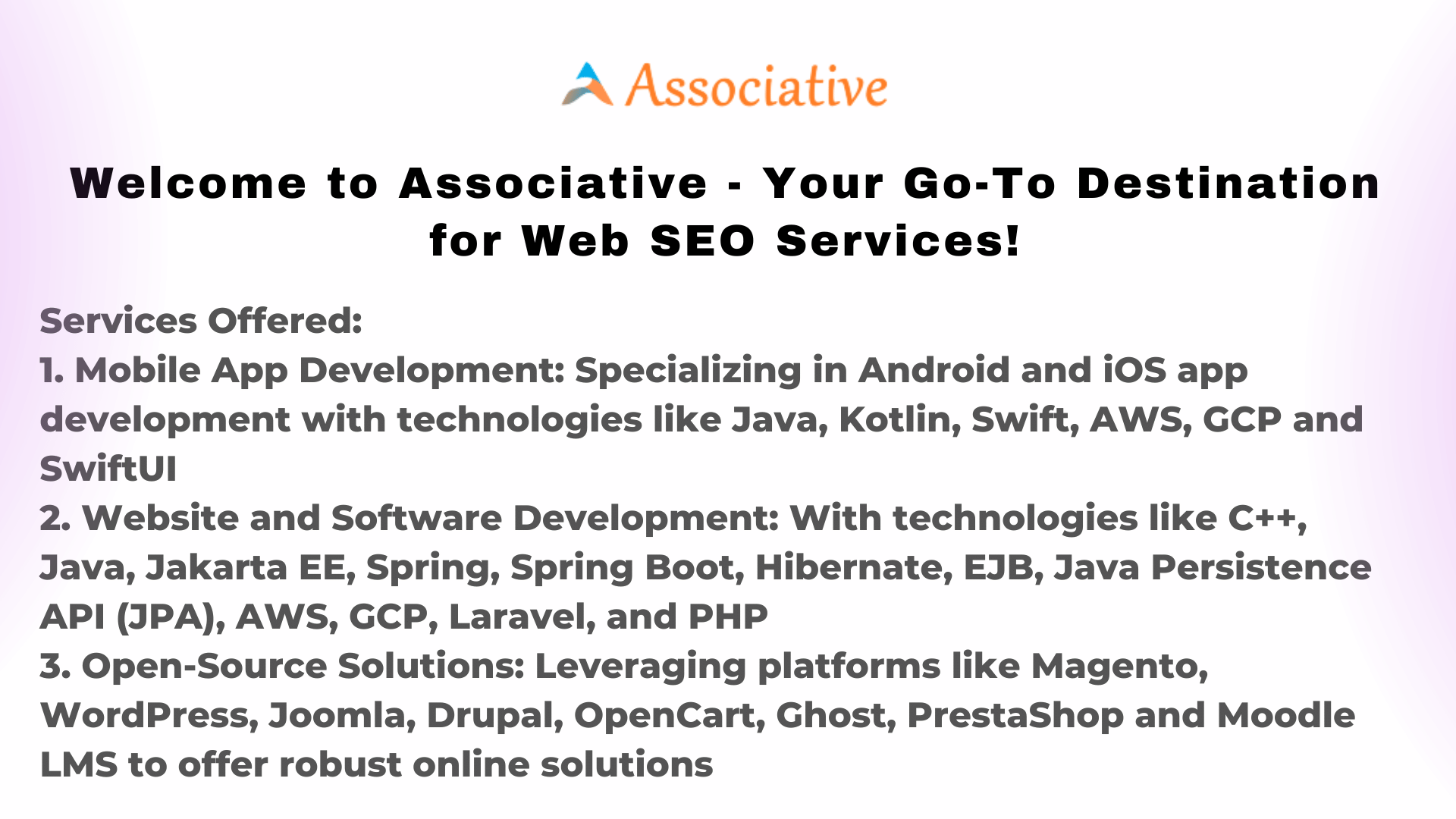 Welcome to Associative Your GoTo Destination for Web SEO Services