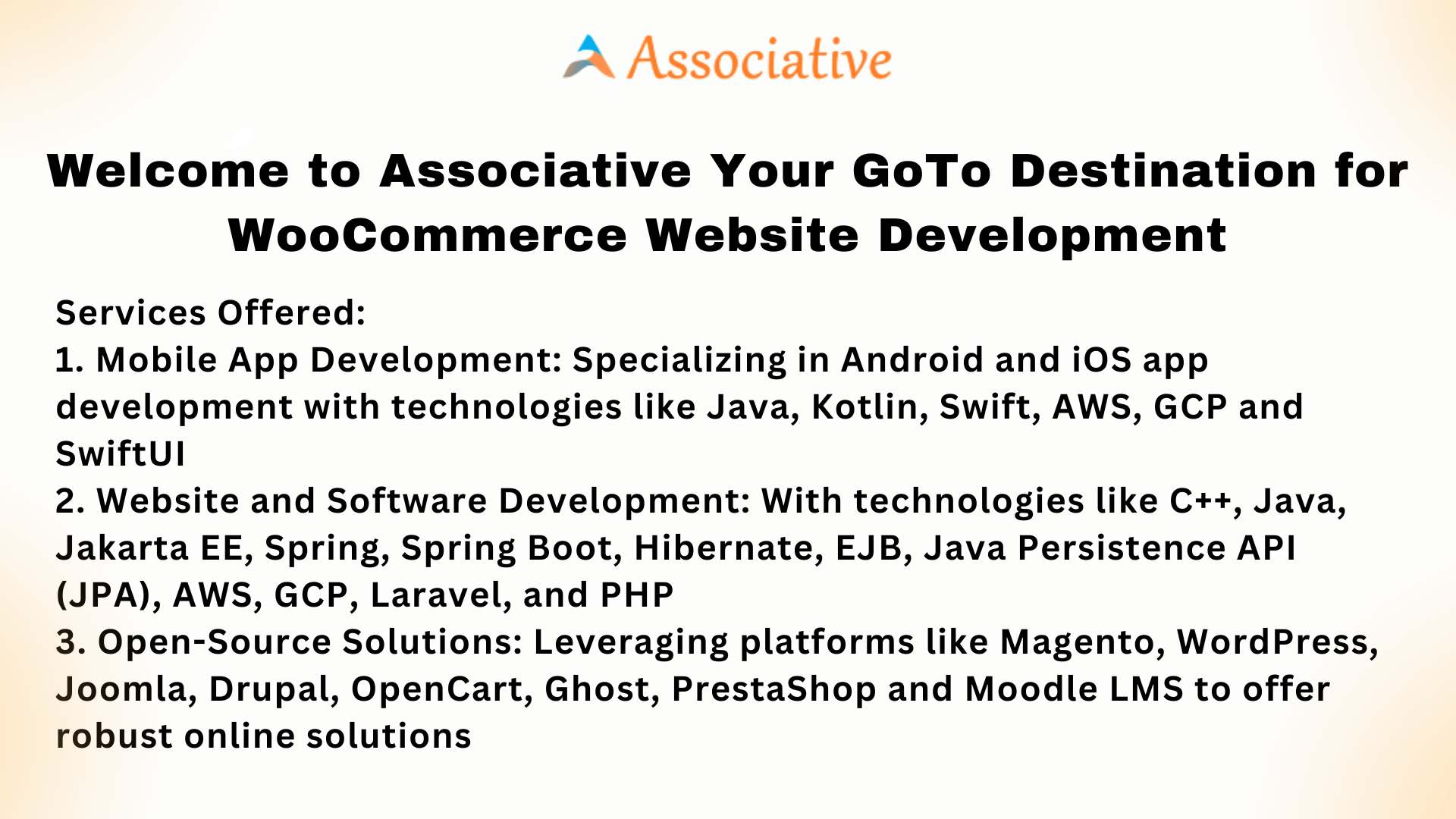 Welcome to Associative Your GoTo Destination for WooCommerce Website Development