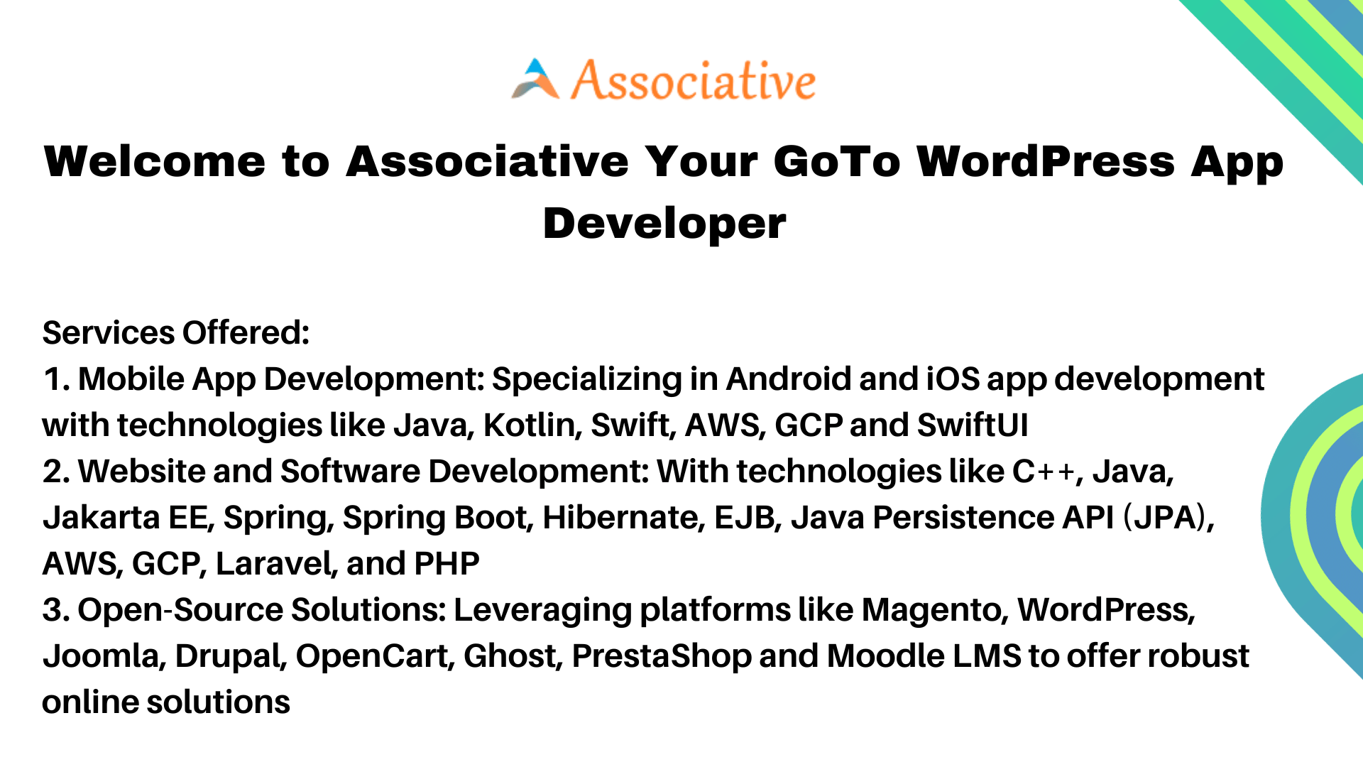 Welcome to Associative Your GoTo WordPress App Developer