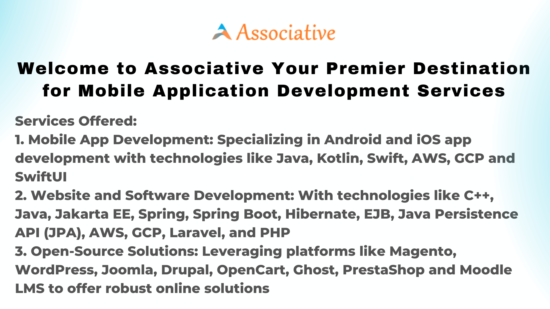 Welcome to Associative Your Premier Destination for Mobile Application Development Services