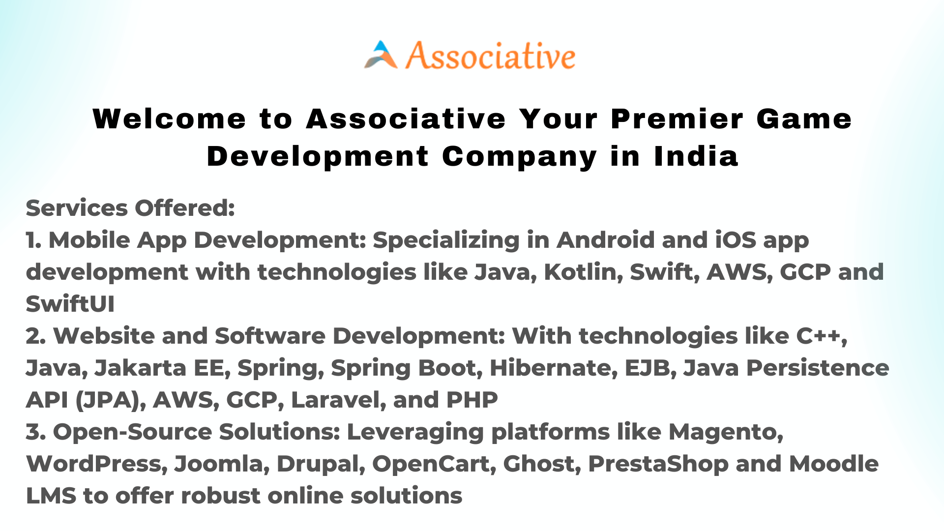 Welcome to Associative Your Premier Game Development Company in India