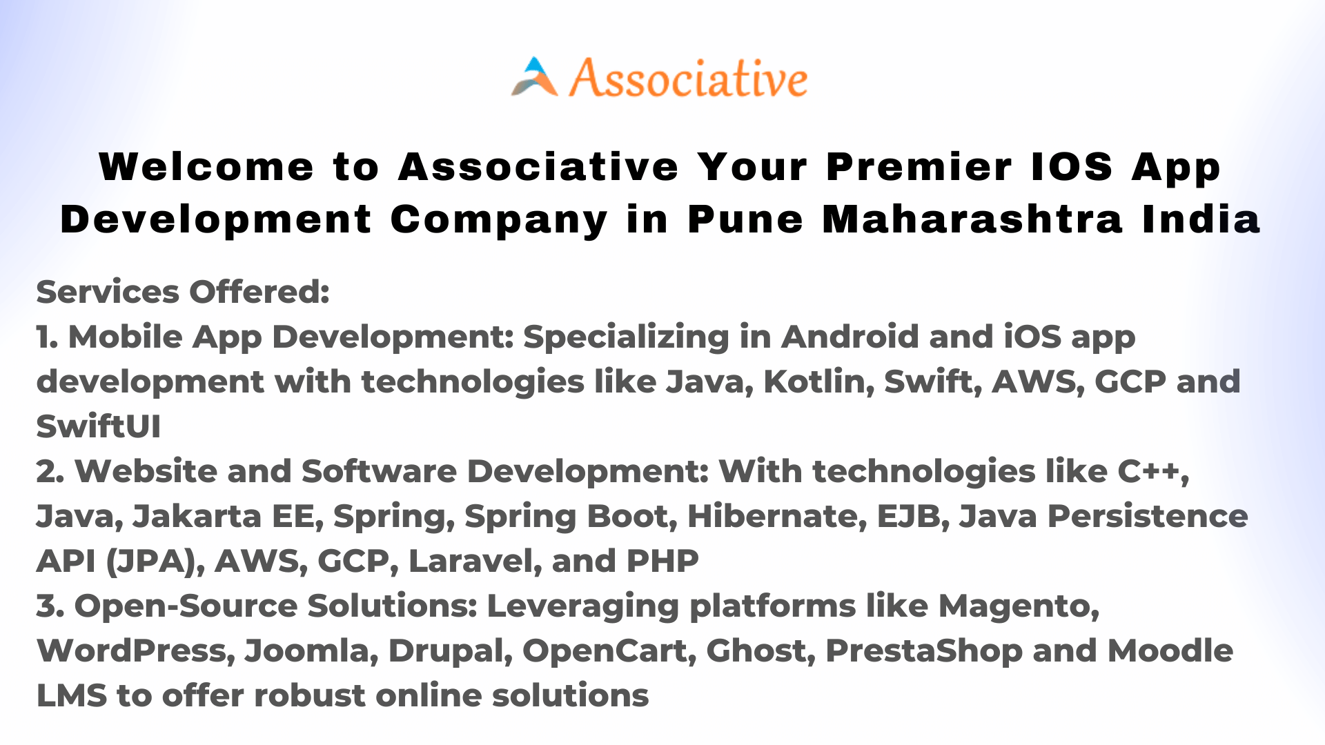 Welcome to Associative Your Premier iOS App Development Company in Pune Maharashtra India