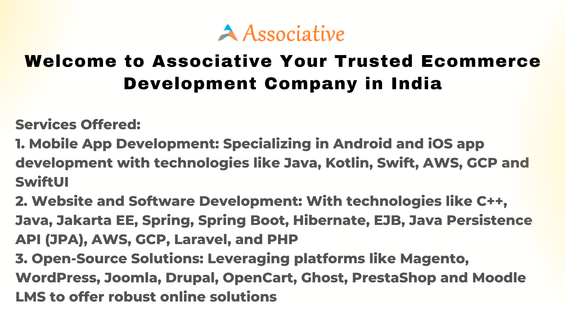 Welcome to Associative Your Trusted Ecommerce Development Company in India