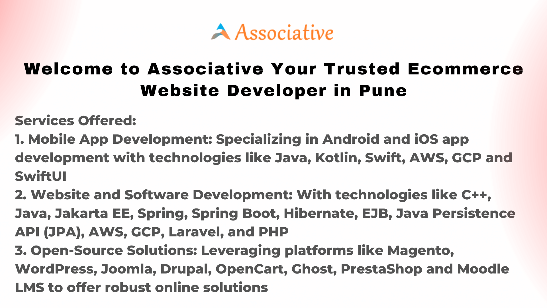 Welcome to Associative Your Trusted Ecommerce Website Developer in Pune