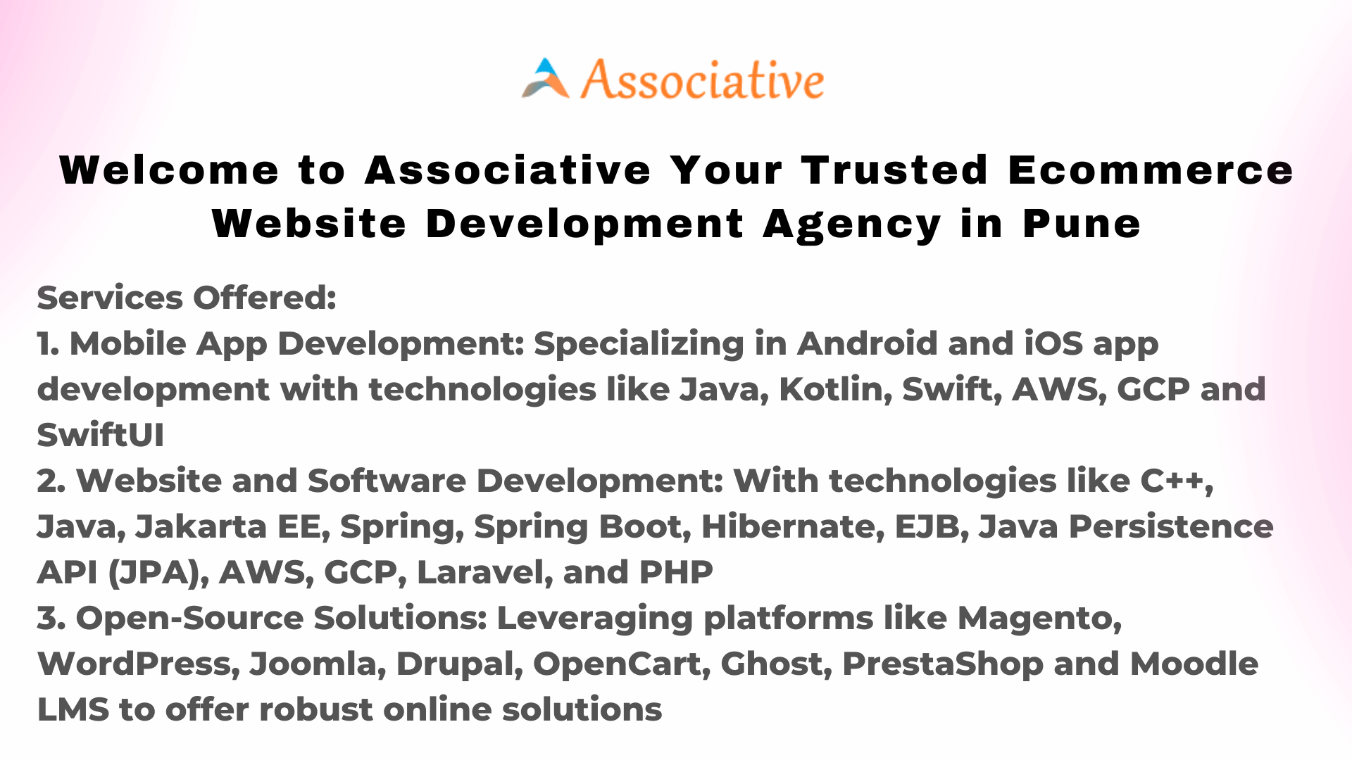 Welcome to Associative Your Trusted Ecommerce Website Development Agency in Pune