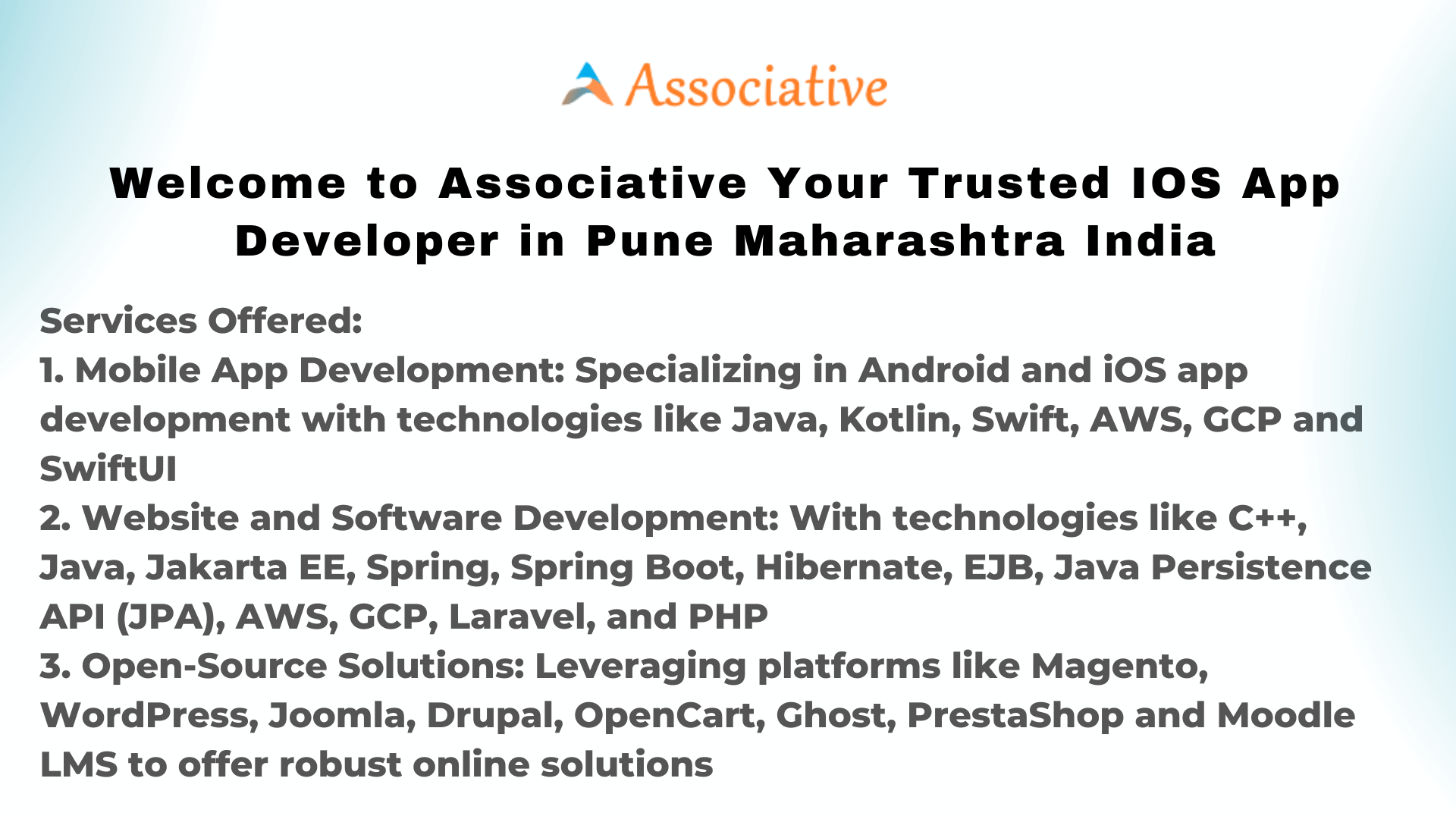 Welcome to Associative Your Trusted iOS App Developer in Pune Maharashtra India