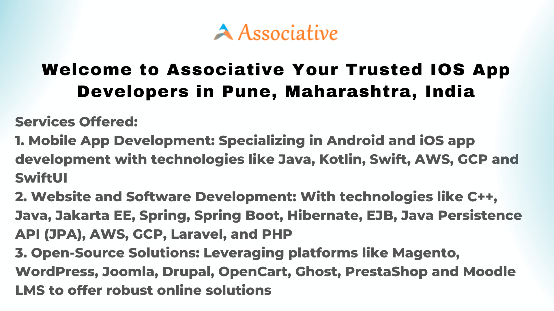Welcome to Associative Your Trusted iOS App Developers in Pune Maharashtra India