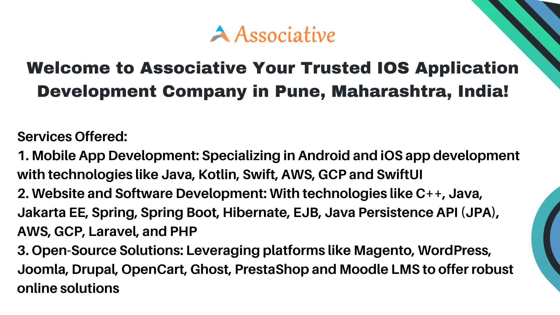 Welcome to Associative Your Trusted IOS Application Development Company in Pune Maharashtra India