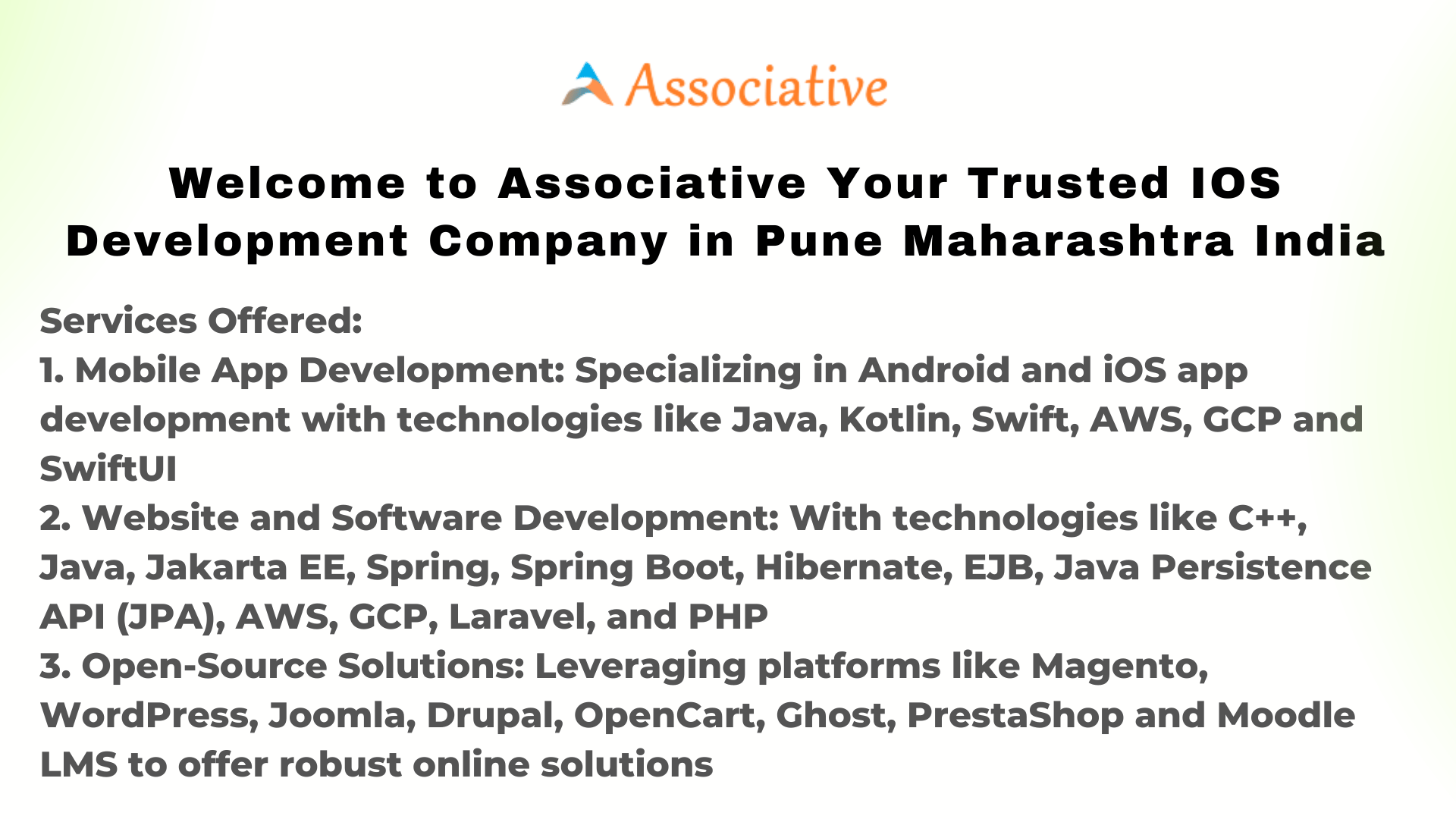 Welcome to Associative Your Trusted iOS Development Company in Pune Maharashtra India