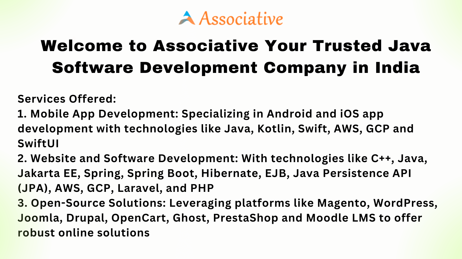 Welcome to Associative Your Trusted Java Software Development Company in India